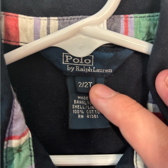 Polo Ralph Lauren Toddler Jacket Navy Blue Red Logo Cotton Size 2/2T - Picture 4 of 5